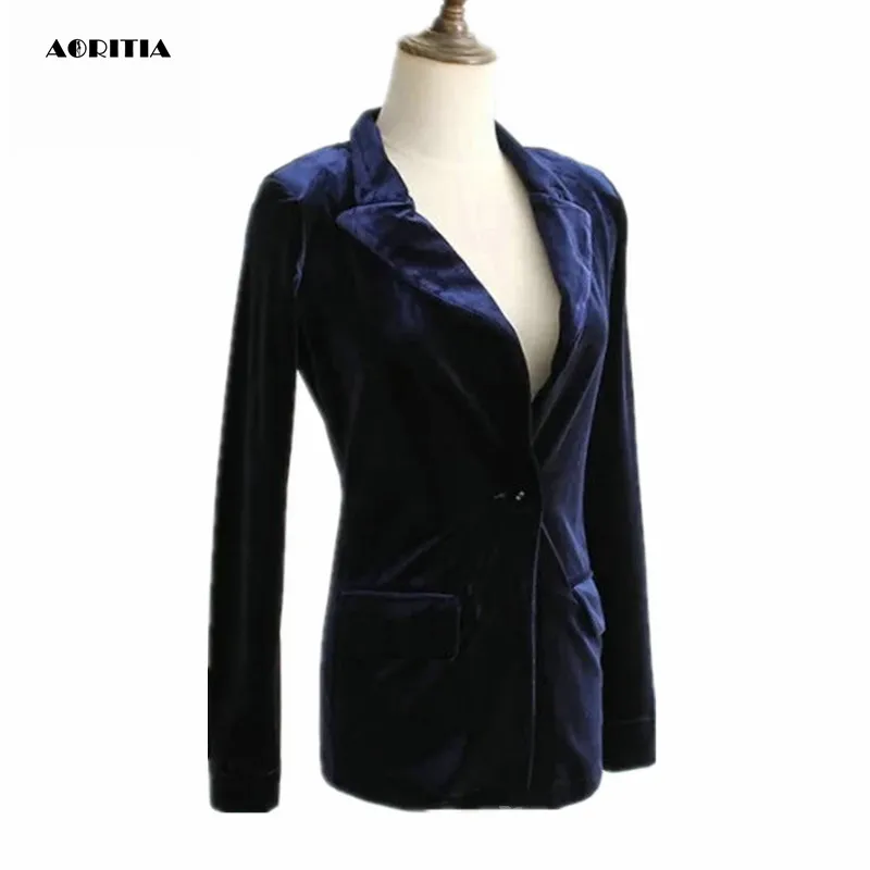 

2019 Women New Casual Velvet Blazers Long Sleeve Pockets Suit Workwear Women's Blazer Feminino
