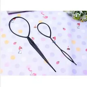 

Black 2Pcs Ponytail Creator Plastic Loop Styling Tools Tail Clip Hair Braid Maker Styling Tool Fashion Salon