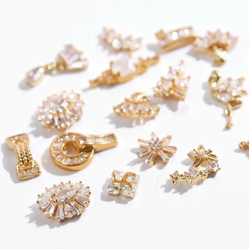 

1 Pcs Gltter Zircon Nail Art Rhinestones Decorations 2019 New Metal Glass Crystal Zicorn Bow Tie Flower Design Nail Charms 1164#