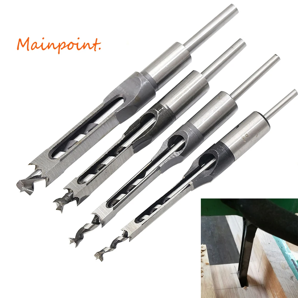 

4Pcs/set Square Hole Drill Bit Hollow Square Hole Saw Mortiser Chisel Auger Drill Woodworking Tool Machine Tool Accessories