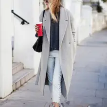 Женское серое шерстяное пальто, зимнее длинное пальто, дизайн, Голливуд, теплое, X-Long, большие размеры, имитация кашемира, пальто светло-серого цвета