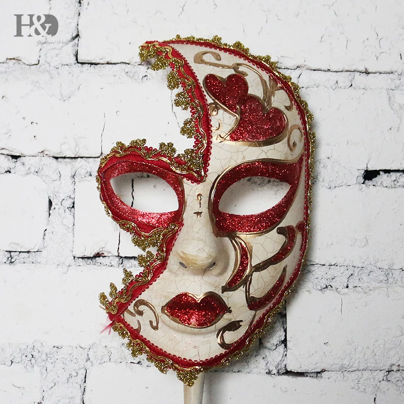 H& D 6 видов Венецианская маска на палочке Марди Гра маска для женщин/мужчин Маскарад Вечеринка выпускной бал Хэллоуин вечерние маскарадные сувениры