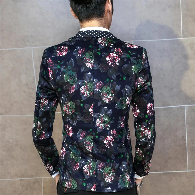 Осеннее Мужское пальто с цветочным принтом Азиатский размер Asian blaze Jaqueta Свадебный мужской пиджак