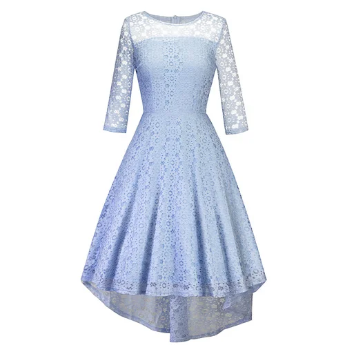 Vintage Dresses 50s 60s rockabilly 2017 Fashion Patchwork Hollow Out Lace Dress Elegant Slim Three Quarter Women Vestidos | Женская