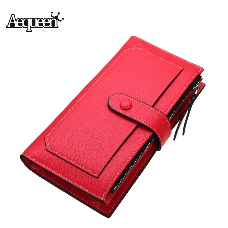 New Fashion Women Wallet Long Designer Leather Coin Purses Female Clutch Credit Card Holders Solid Candy Color Hasp Wallet Girls