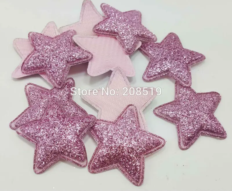 PANNEO Multicolors блеск в форме звезды патчи 34 мм 120 шт./лот Мягкий войлок Аппликации волос/шляпа декоративный орнамент - Цвет: pink S