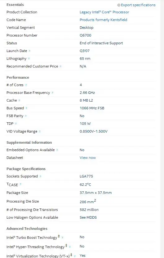 Процессор Intel Core2 QUAD Q6700 cpu/2,66 GHz/LGA775/8 MB cache/Quad-CORE/FSB 1066 разбитые части q6600