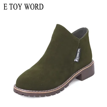 E TOY WORD 2018 Autumn boots women side zipper female martin Boots Classic ankle boots low heel women Shoes botas mujer