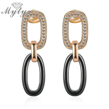 

Mytys New Arrival Oval Circle Ceramic Dangle Drop Earring Double Circle Fashion Women Earrings CE306