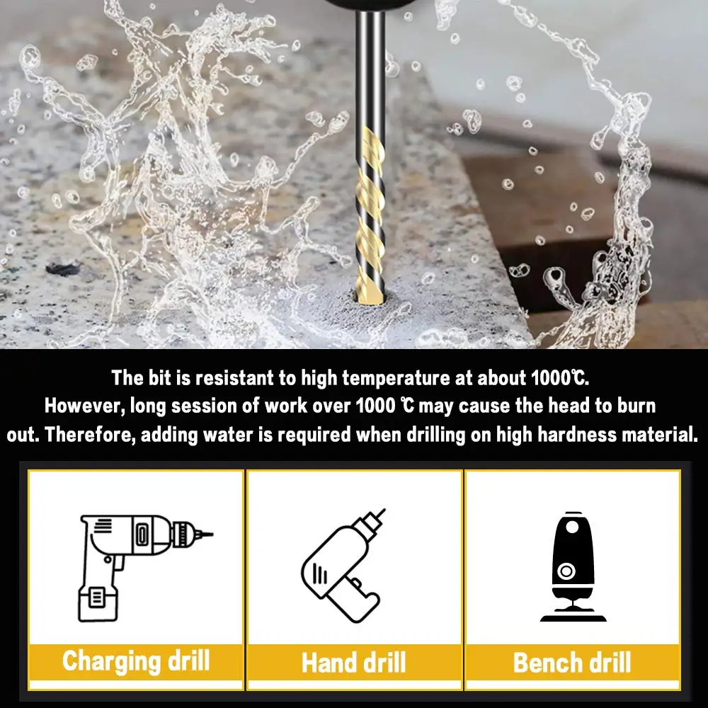 Multi-Material Drill Bit Set for Tile Wall Mirror and Ceramic Tile on Concrete and Brick Wall