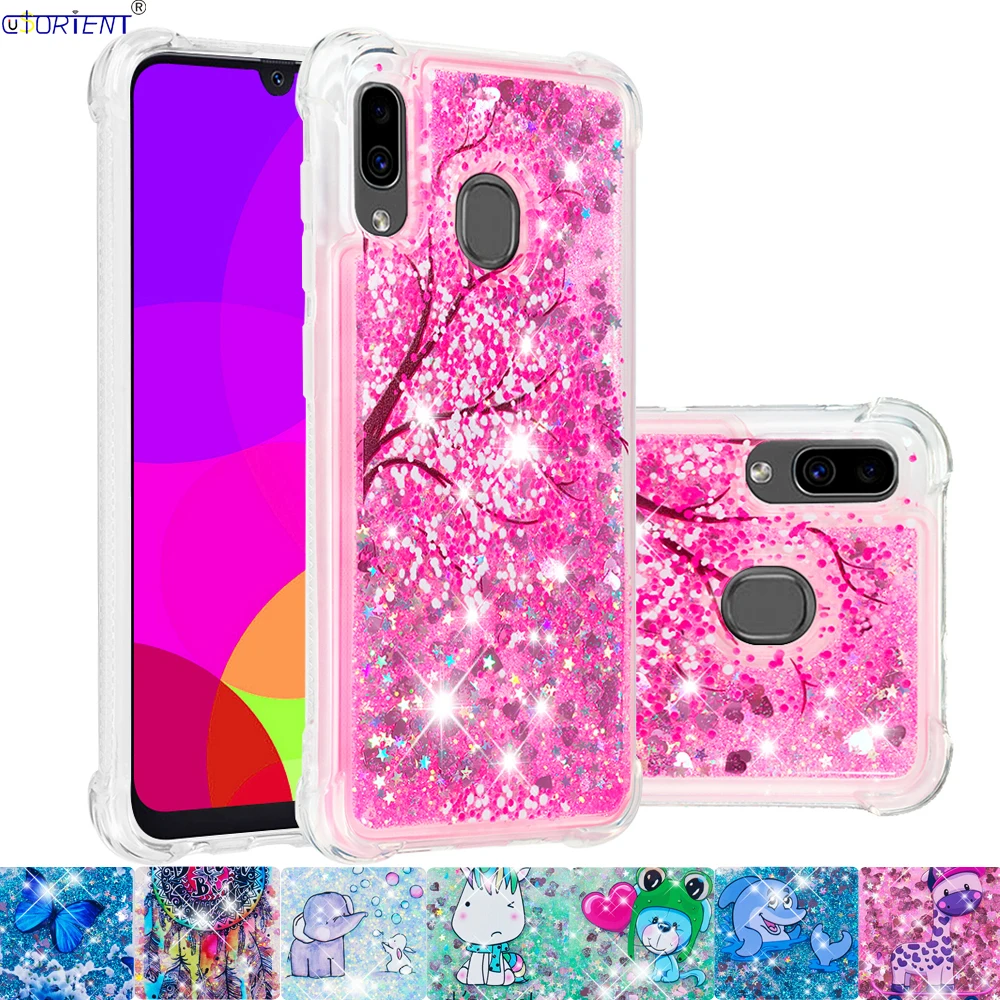 

Cute Case for Samsung Galaxy Wide4 A20 A30 2019 Glitter Liquid Bumper Cover Wide 4 SM-A205FN/DS SM-A305FN/DS Soft Silicone Cases