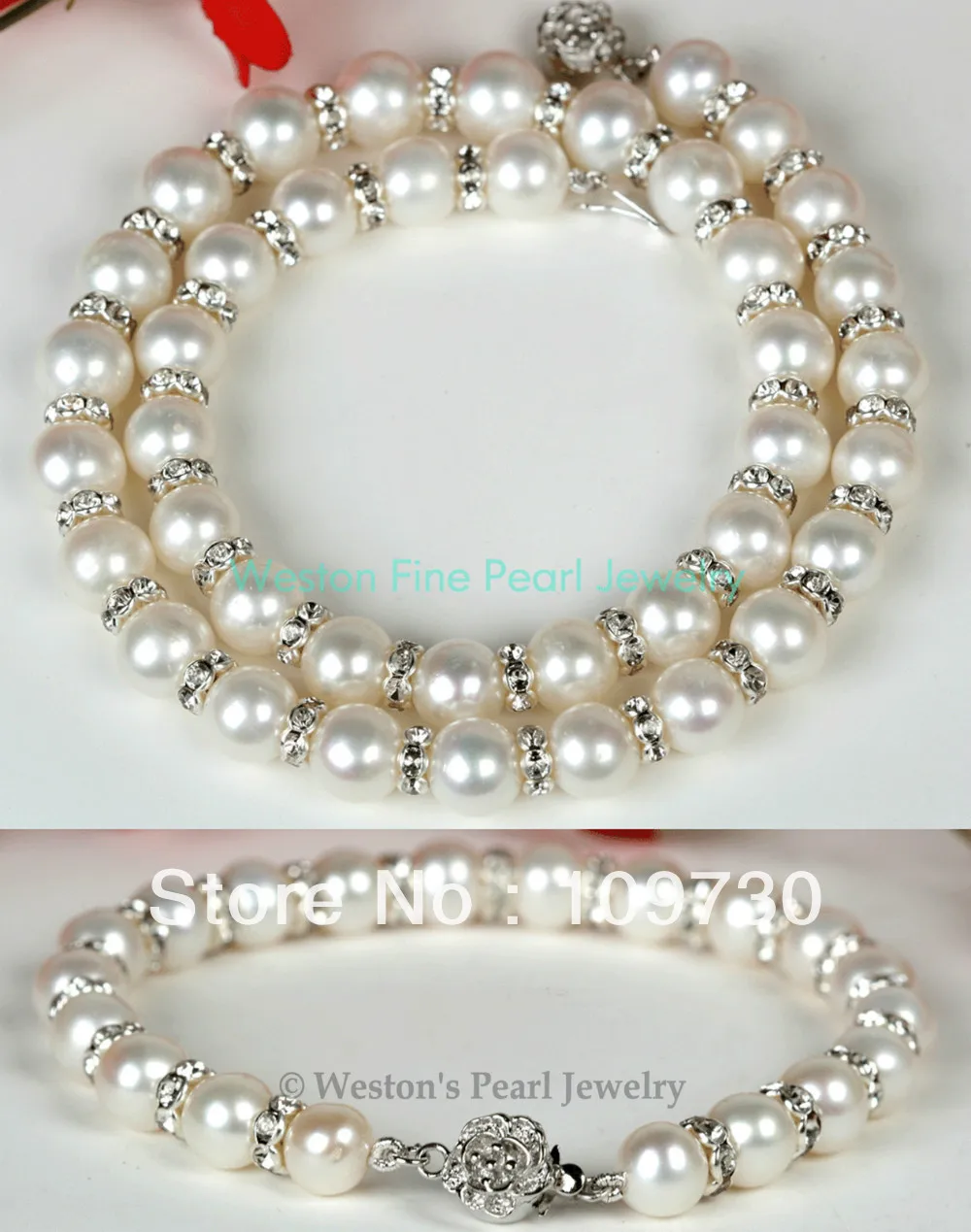 

Jewelry 00137 NATURAL WHITE HANDMADE CULTURED FRESHWATER PEARL NECKLACE BRACELET SET SILVER (A0423) -Top quality free shipping
