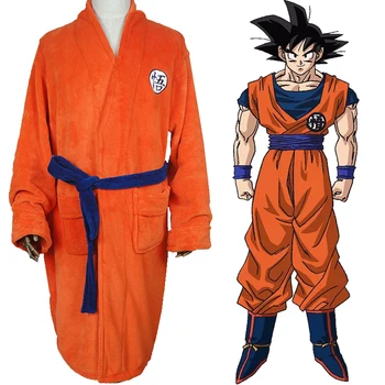 

Anime Dragon Ball Bathrobe Cosplay Costume Flannel Women Men Winter Robes Halloween Son Goku Pajamas