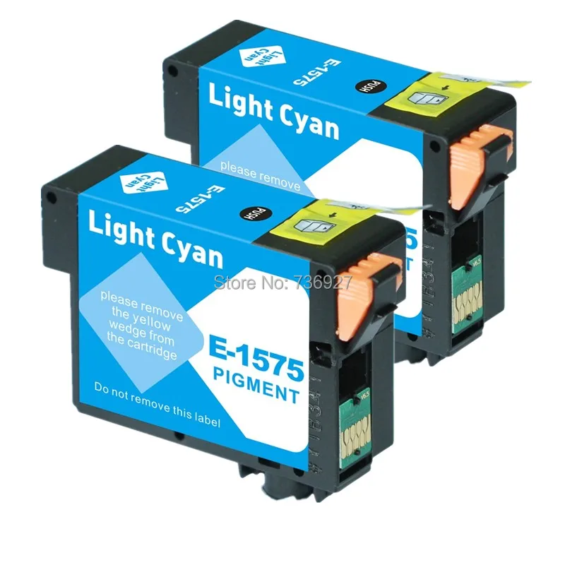 2 Light Cyan T1575 Compatible print ink Cartridge suit For Epson Photo R3000 inkjet printer with