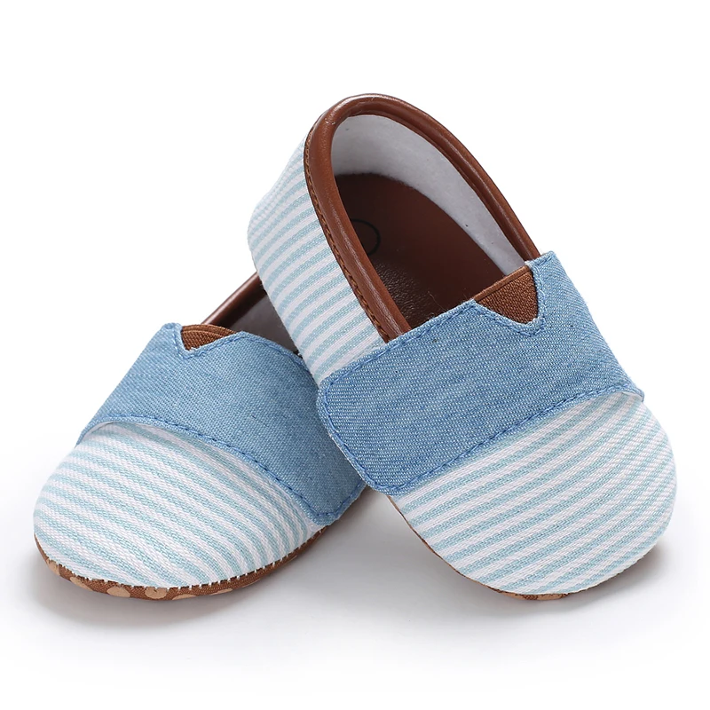Одежда для малышей для девочек детская одежда в полоску Повседневное холст кроватки обувь новорожденных Prewalker мягкая подошва кроссовки из одного предмета