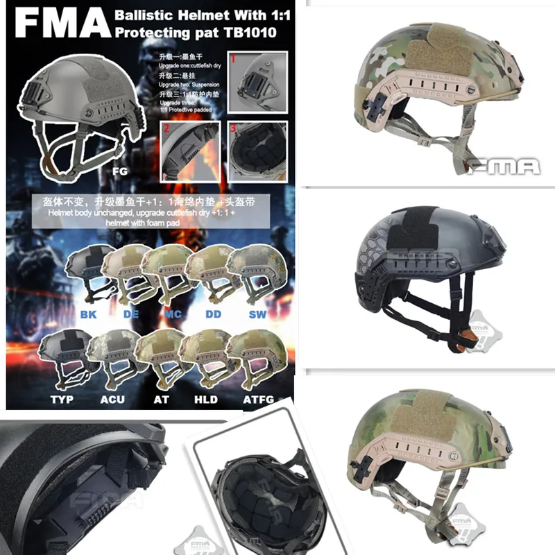Пуленепробиваемый шлем FMA с защитой 1:1 pat TB1010 камуфляжная серия охотничьи кепки