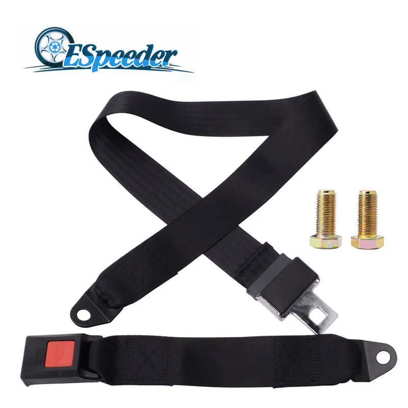 

ESPEEDER Universal 2 Point Seat Belt Adjustable Car Vehicle Truck Auto Lap Extension Extender Strap Safety Belts Black