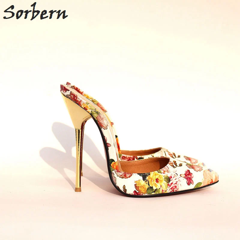 

Sorbern Sexy Large Size 40-49 Women Pumps Slip On Mules Ladies Shoes Pumps Metal Heels Sapatos Feminino Stilettos Pointed Toe