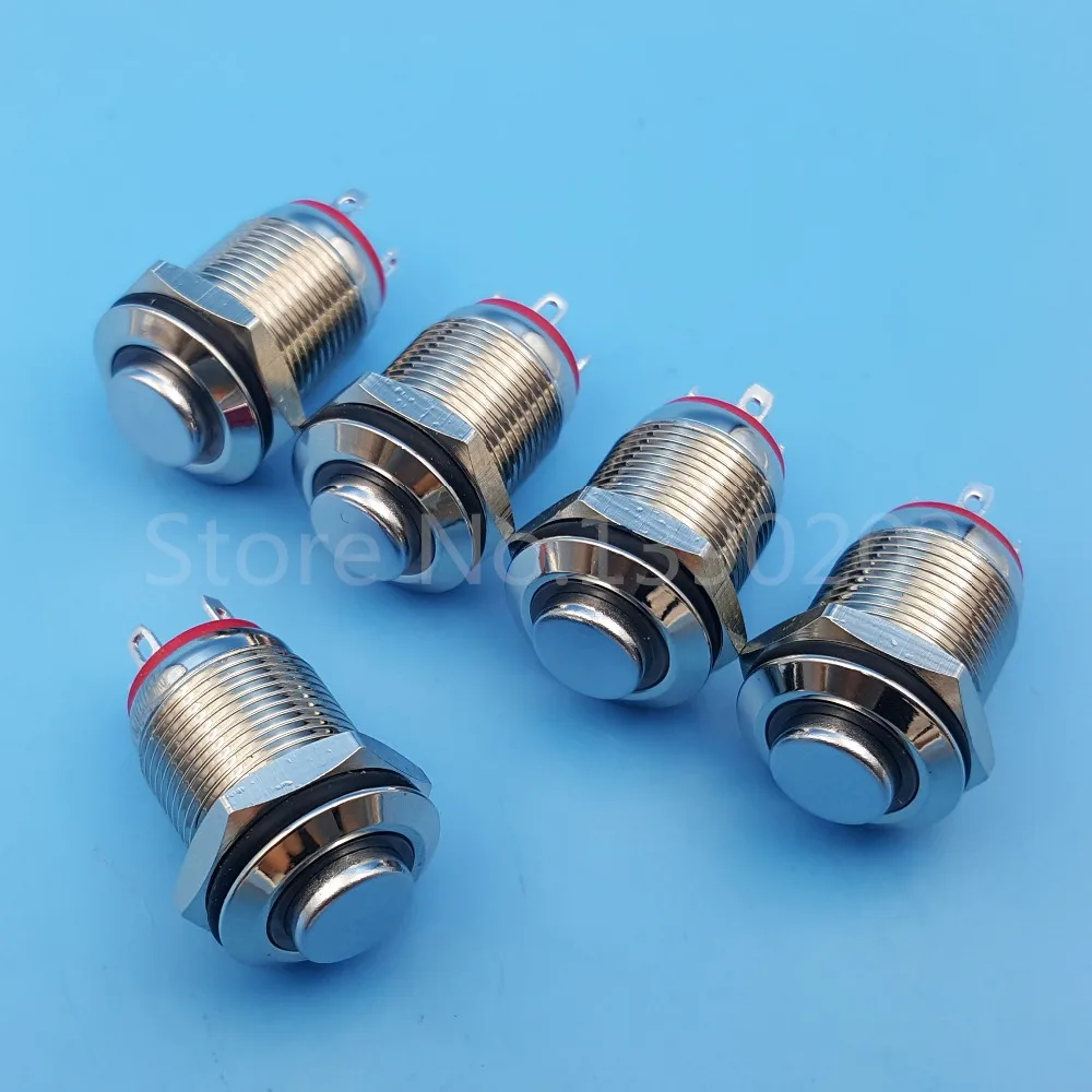 

5Pcs 12mm Red 3V LED Metal Momentary Mini Push Button Switch 1NO 4Pin