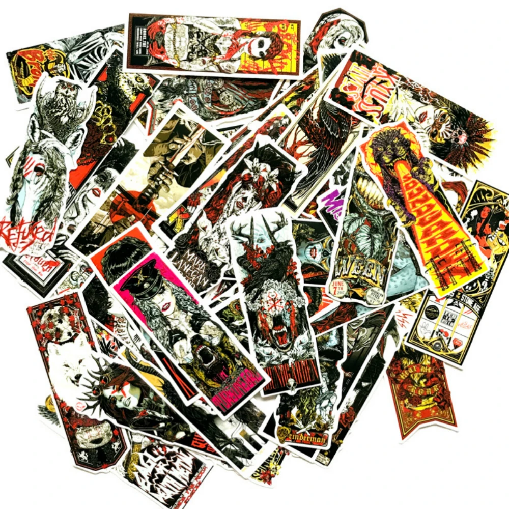 

Aliauto 50pcs/pack Gothic Style Terror Series Element Graffiti Car Sticker Laptop Skateboard Guitar Not Repeat Random Decal