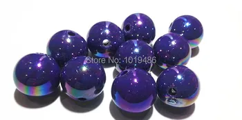 

Deep purple color 20MM 100pcs/lot Plating AB chunky Acrylic beads ,Chunky beads for fashion necklace Jewelry!!