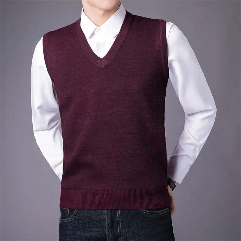 Men Sweater Vest Male Winter Knitted Sleeveless Sweater Men Pullover Flexible V-neck Jumper Autumn 1111 Global Shopping Festival 1