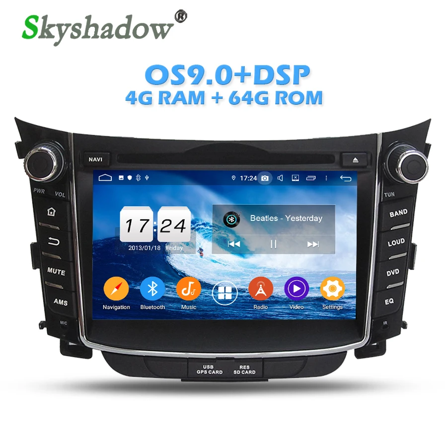 Flash Deal IPS DSP  Android 9.0 4GB  64GB ROM Car DVD Player Wifi 4G Bluetooth  RADIO GPS  Map For Hyundai I30 Elantra GT 2012 2013 2014 0