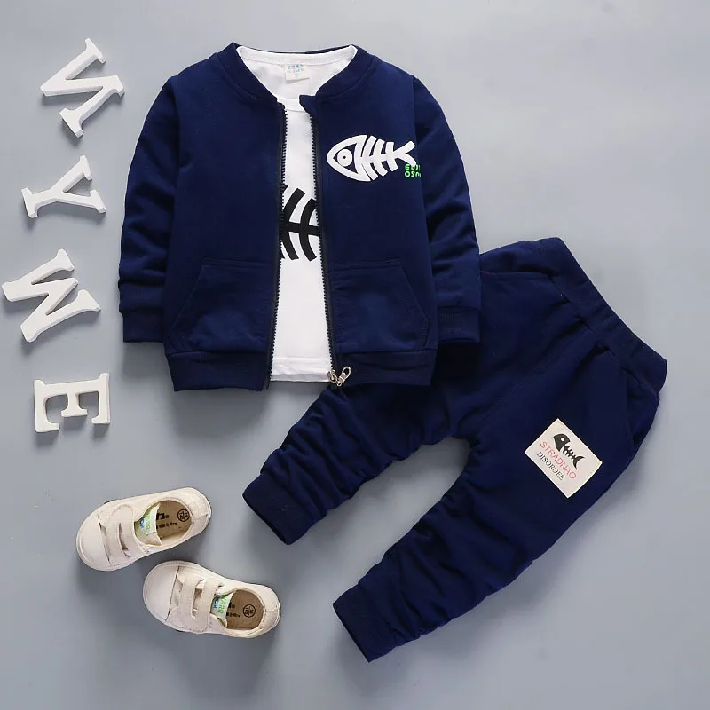 

BibiCola infants baby Boys Clothes set Kids autumn spring Coat+top+Pants 3 pcs Set toddler Clothing set Baby Boys Tracksuit set