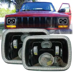 5x7 ''Авто квадратный светодио дный налобный фонарь 5x7 дюймов светодио дный грузовик лампы для Jeep Wrangler YJ Cherokee XJ с белым DRL Янтарный сигнал