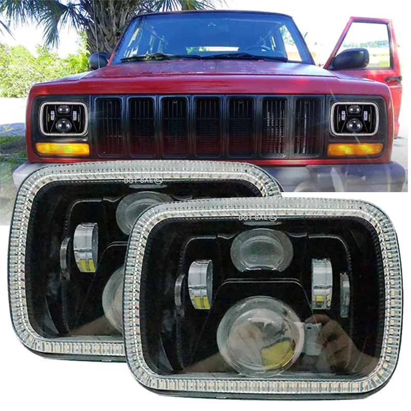 

5x7'' Auto square led headlamp 5x7 inch led Truck headlight for Jeep Wrangler YJ Cherokee XJ with White DRL Amber turn signal