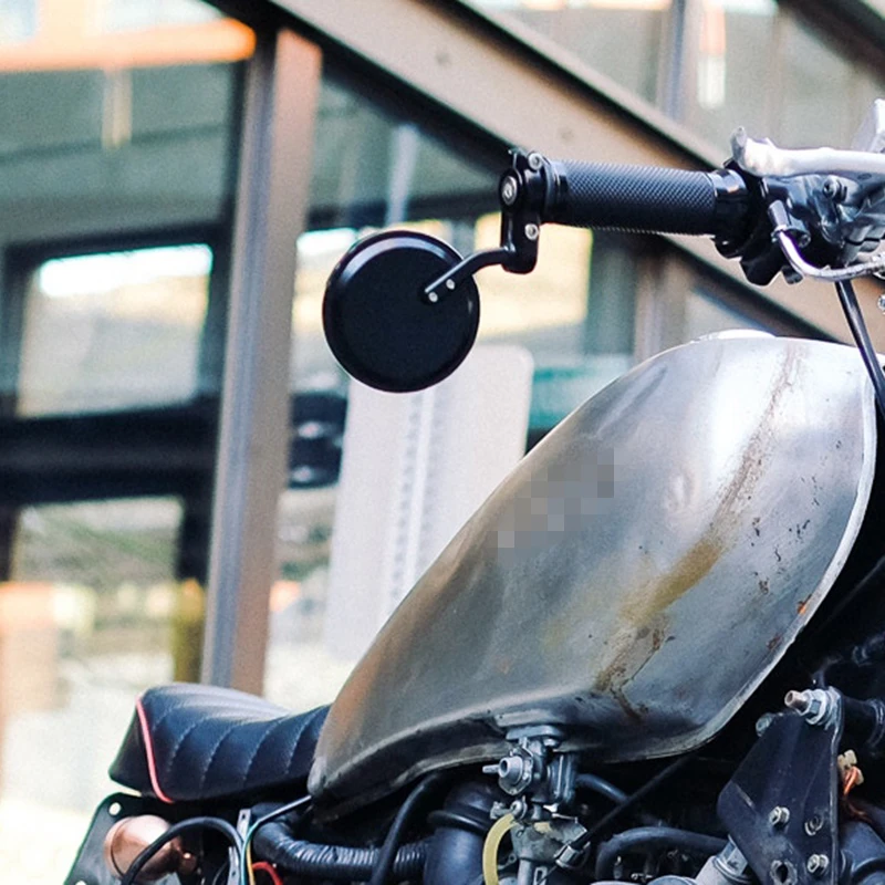 2 шт. мотоцикл зеркало заднего вида мотоцикл руль торцевое зеркало мм 22 мм для Кафе Racer черная ручка 7/" зеркала для мотоцикла