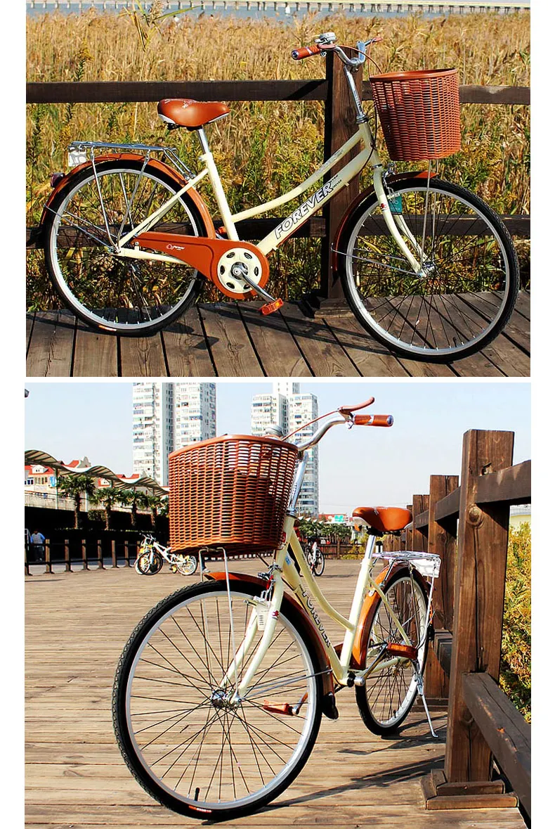 Perfect Road and Mountain Bicycle  24 /26 Inch Double Disc Brake Steel Tire Random Delivery Single Bent Frame Seeding Basket Gift New 4