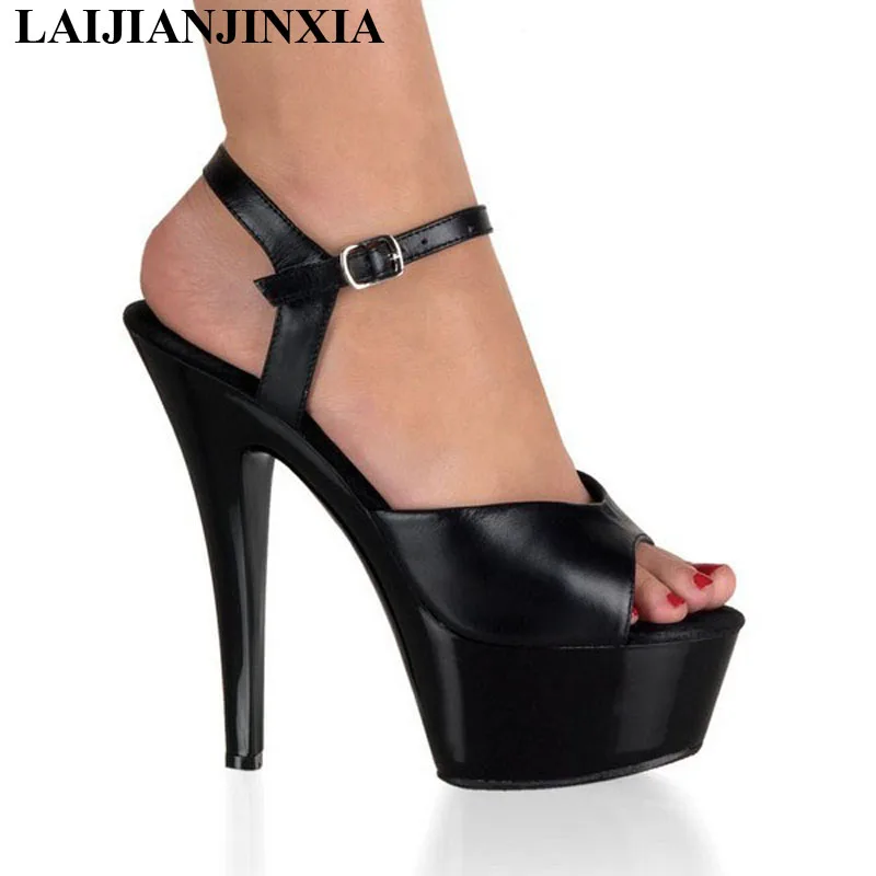 Сексуальная танцевальная обувь laijianjinxia; обувь на высоком каблуке-шпильке; Сандалии–гладиаторы с открытым носком женская обувь на высоком каблуке 15 см туфли на платформе и высоком каблуке обувь для вечеринок H-045 - Цвет: MATTE BLACK