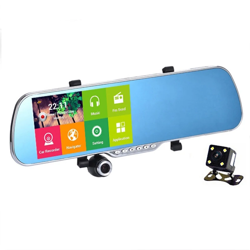 Dashcam Full HD 1080P 5,0 дюймов ips сенсорный экран Камера Автомобильное Зеркало Android WiFi gps навигация DVR двойной объектив Автомобильная камера рекордер