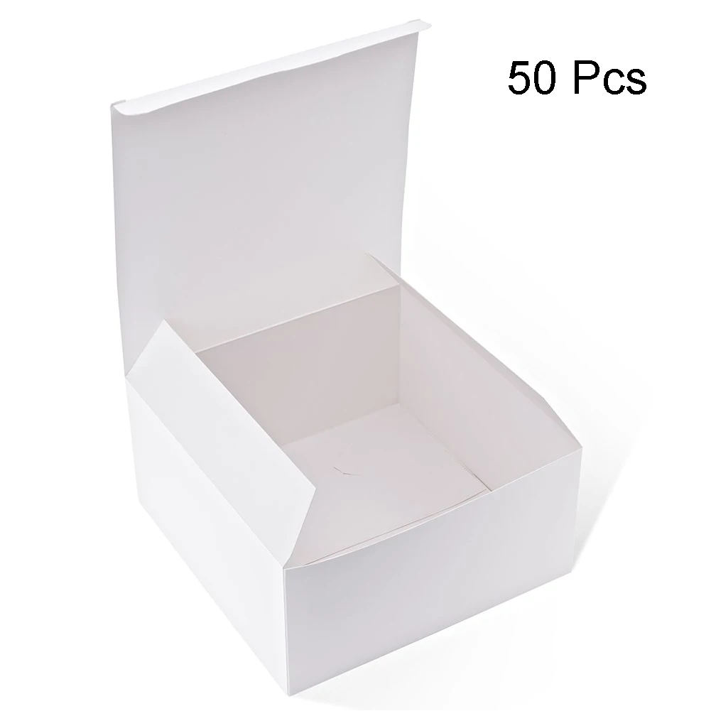 

50PCS With Lids Ornaments Easy Assemble Cupcakes DIY Square Shape Accessories Card Paper Crafts Gift Storage Wedding Packing Box