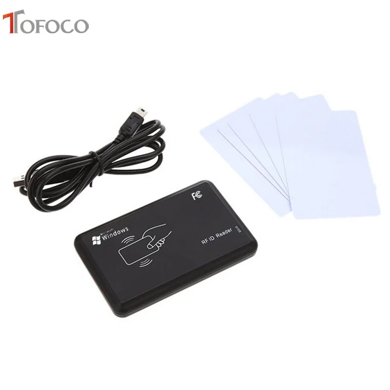 TOFOCO ID Card Reader писатель с USB интерфейс 5 шт. карты + Брелки 125 кГц RFID для системы контроля доступа