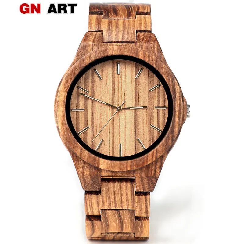 

GNART wooden watch clok men relogio masculino wood watches men watch wood hand mens