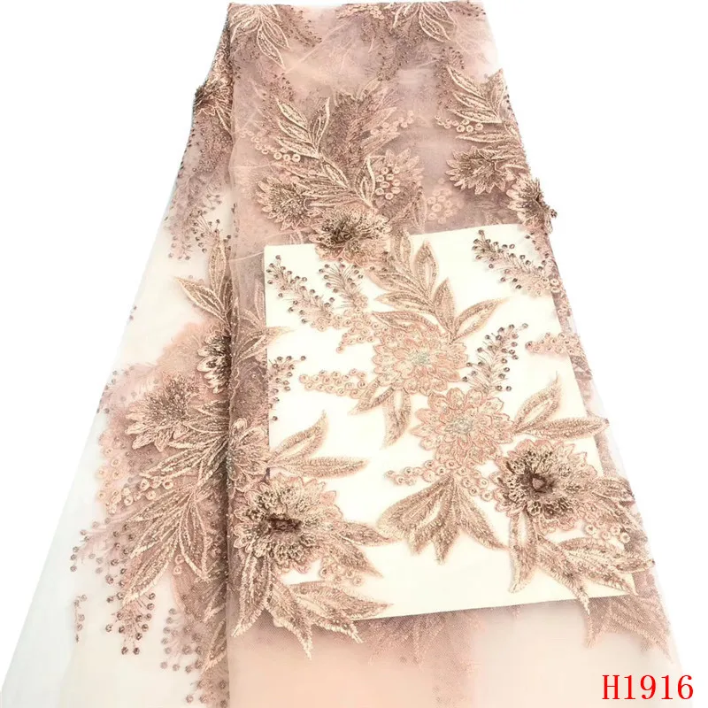 

High Quality Handmade African Tulle lace fabric Embroidery Nigerian Lace Fabric For Women French Mesh Lace FabricHX1916-1