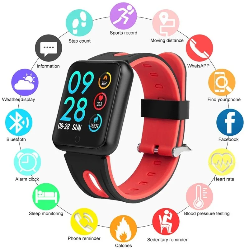 

P68 Color Screen Smart Bracelet Step-by-step Exercise Long Standby IP68 Waterproof Sleep Heart Rate Blood Pressure Oxyge