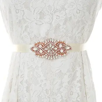 

Rose Gold Rhinestones Wedding Belt Crystal Wedding Belt Handmade Pearls Bridal Sash For Wedding Gown S171RG