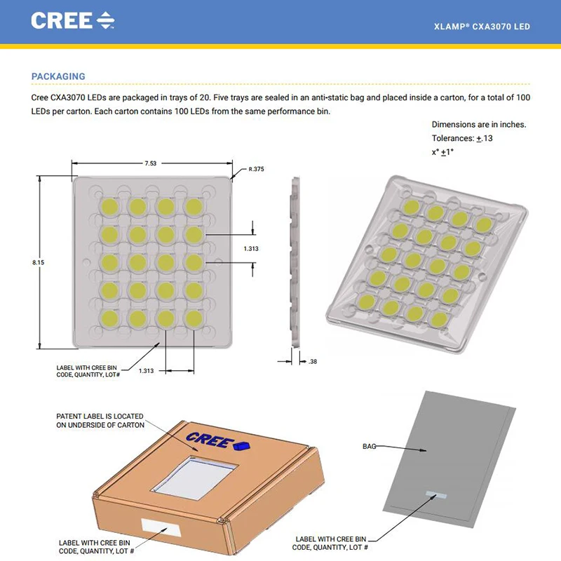 Cree CXA2530 CXA3070 50 Вт 65 Вт 100 Вт CREE светодиодный светильник для выращивания кристаллов 3000 К 5000 К светодиодный светильник для выращивания растений