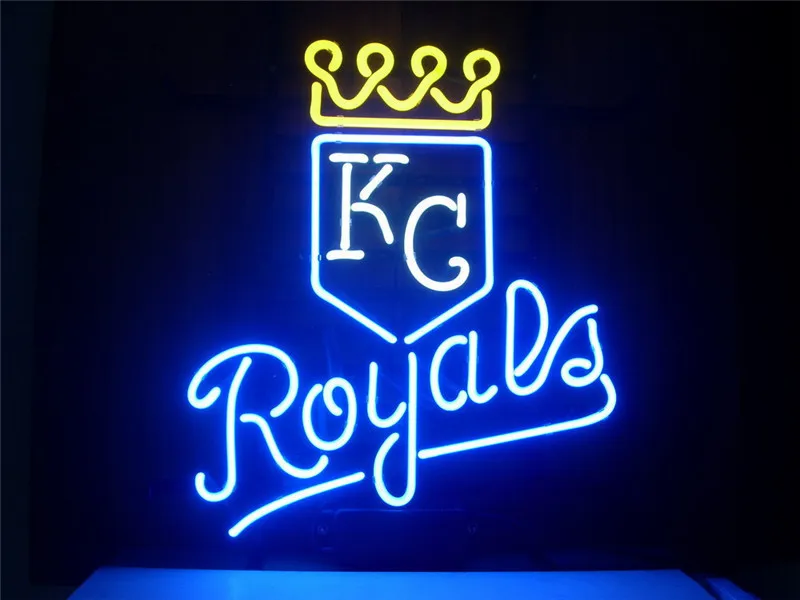 

NEON SIGN For NEW MLB KANSAS CITY ROYALS BASEBALL Signboard REAL GLASS BEER BAR PUB display outdoor Light Signs 17*14