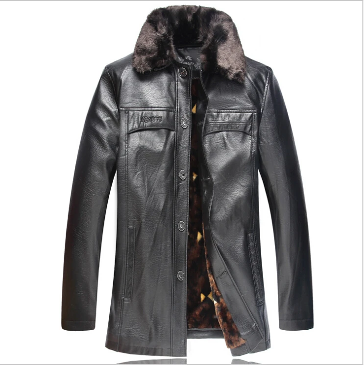 Leather jackets New Men Velvet thick warm Jackets Winter Male Outwear