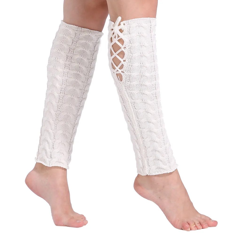 New Women Winter Warm Leg Warmers Cable Knit Knitted Crochet Long Socks