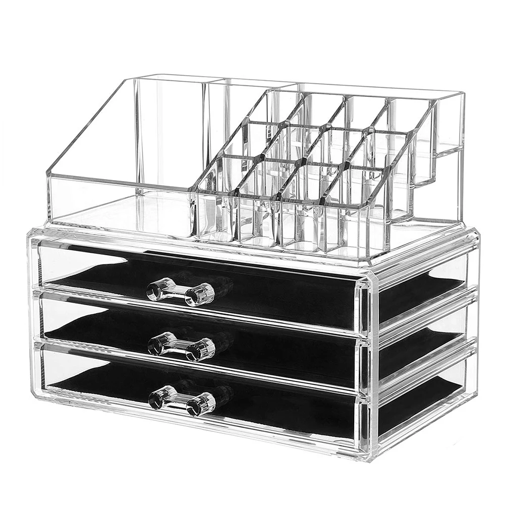

Multiple Tiers Clear Acrylic Makeup Brush Cosmetics Storage Rack Drawer Container Organizer Shelf Makeup Tool