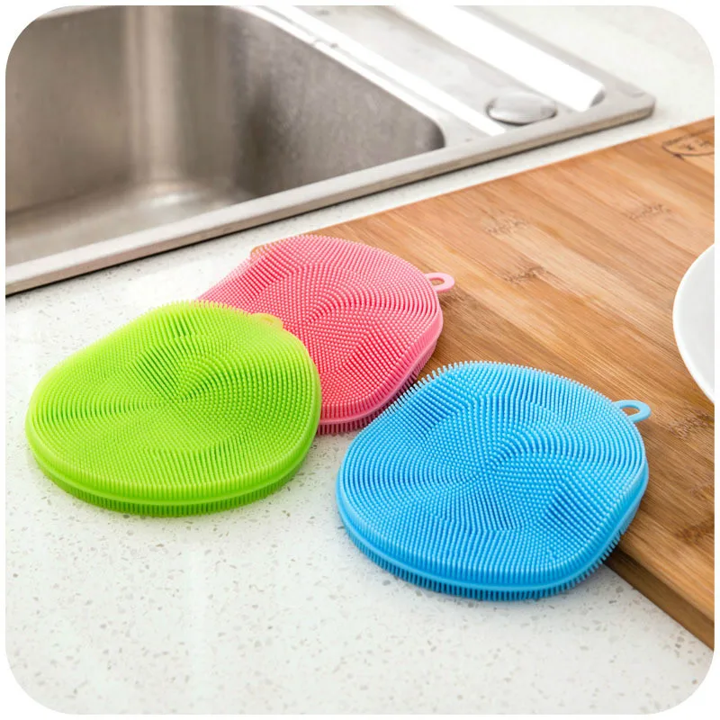 Escova de limpeza de cozinha de silicone, esponja de lavar louças, esponja mágica de lavar louças, tigela, escovas domésticas