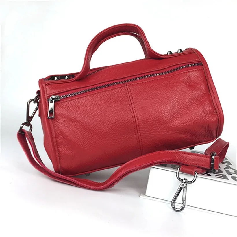 Из натуральной кожи Сумки Для женщин сплошной цвет мешок Высокое качество Повседневная Женская обувь бренд сумка женские мягкие сумки Топ-ручка - Цвет: red