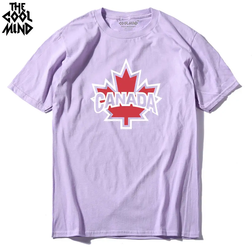 COOLMIND CA0111A, хлопковые топы с коротким рукавом, футболки, Канада, клен, летняя мужская футболка, круглый вырез, крутая Мужская футболка - Цвет: LHZ