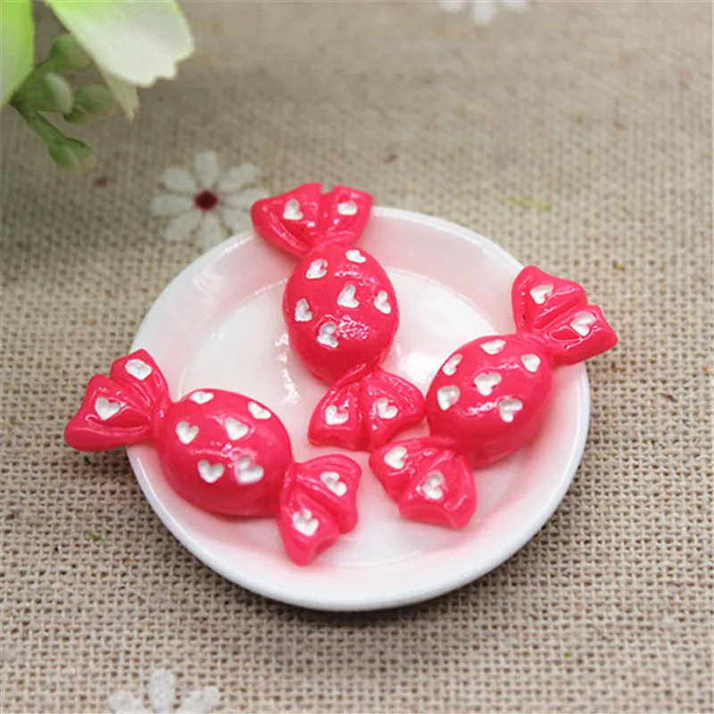 10 шт. Kawaii миниатюрные моделирование ярко-розовые конфеты смолы FlatBack Кабошон DIY