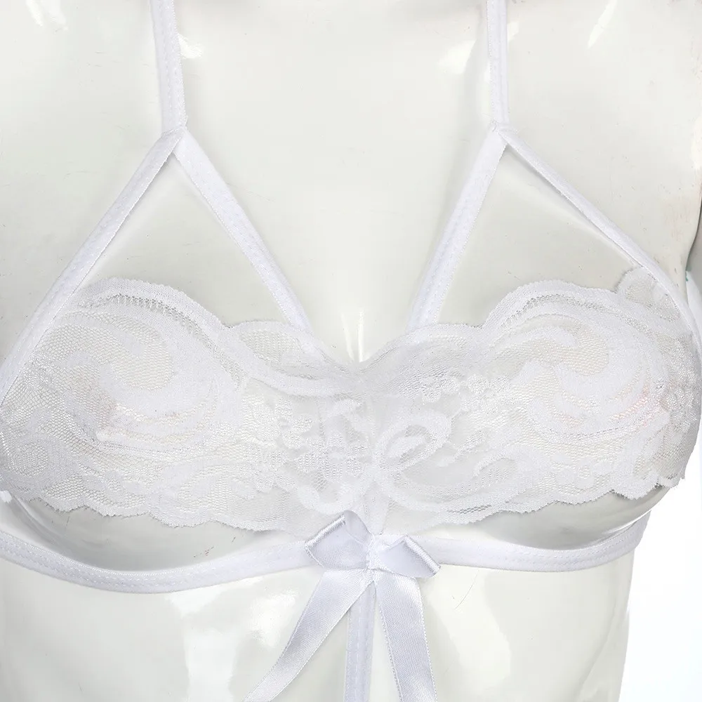 Женское сексуальное нижнее белье Babydoll кружевное платье с бантом ночное стринги